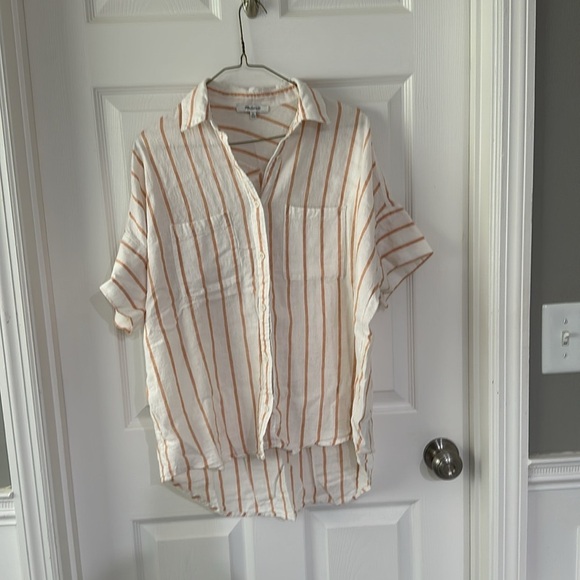 Madewell linen Viscose blend shirt stripe XS oversized - Picture 11 of 11